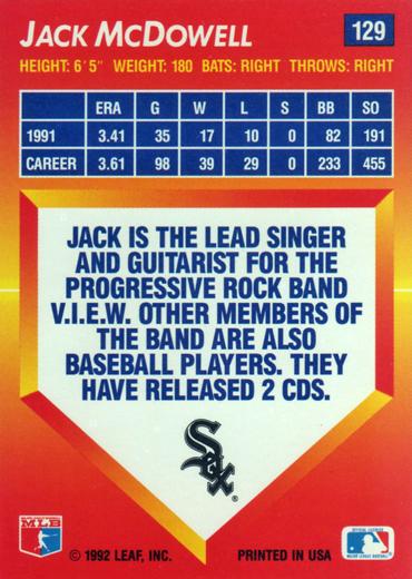 Jack McDowell  baseball card collectible - Main Image 2