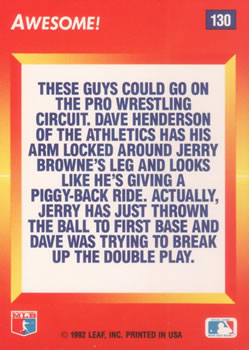 Dave Henderson / Jerry Browne  baseball card collectible - Main Image 2