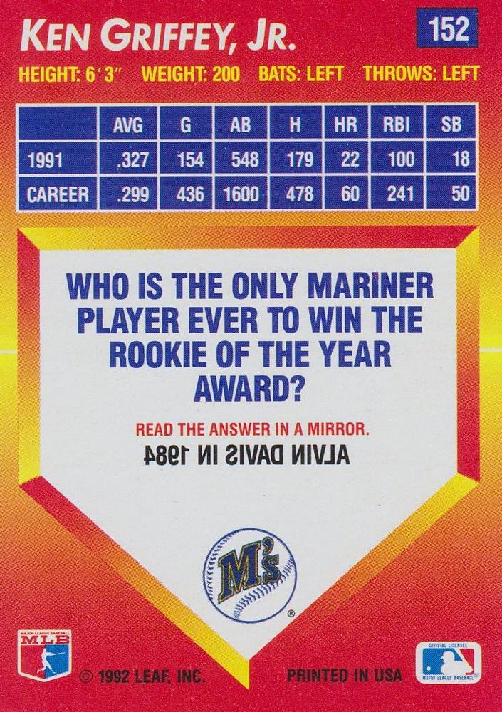 Ken Griffey, Jr.  baseball card collectible - Main Image 2