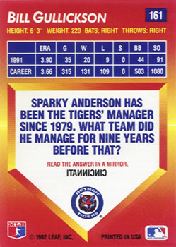 Bill Gullickson  baseball card collectible - Main Image 2