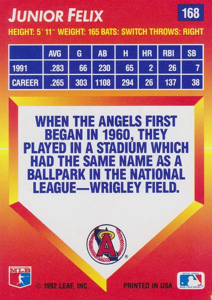 Junior Felix  baseball card collectible - Main Image 2