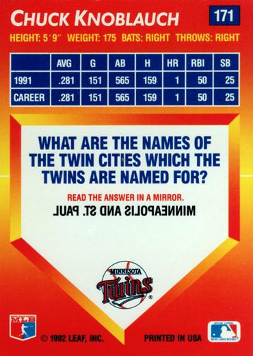 Chuck Knoblauch  baseball card collectible - Main Image 2