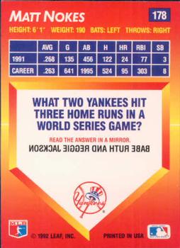 Matt Nokes  baseball card collectible - Main Image 2