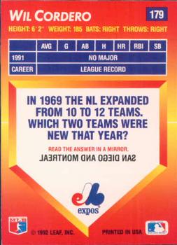 Wil Cordero  baseball card collectible - Main Image 2