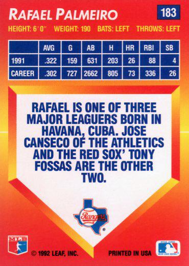 Rafael Palmeiro  baseball card collectible - Main Image 2