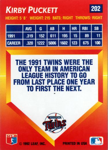 Kirby Puckett  baseball card collectible - Main Image 2