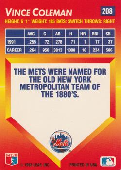 Vince Coleman  baseball card collectible - Main Image 2