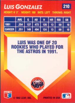 Luis Gonzalez  baseball card collectible - Main Image 2