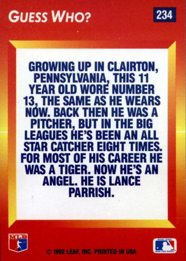 Lance Parrish  baseball card collectible - Main Image 2