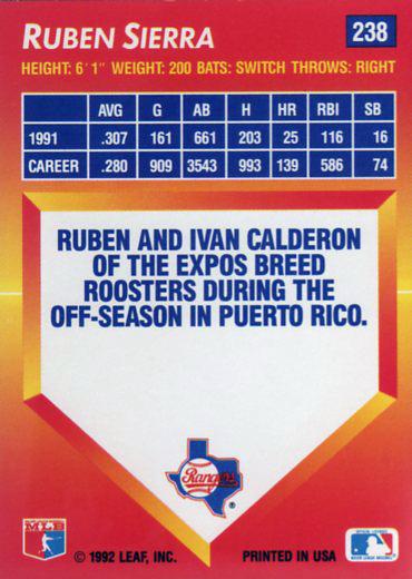 Ruben Sierra  baseball card collectible - Main Image 2