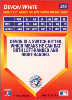 Devon White  baseball card collectible - Main Image 2
