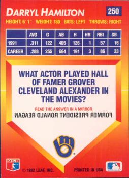 Darryl Hamilton  baseball card collectible - Main Image 2