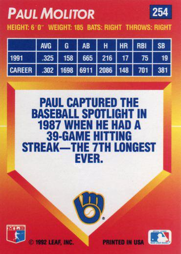 Paul Molitor  baseball card collectible - Main Image 2