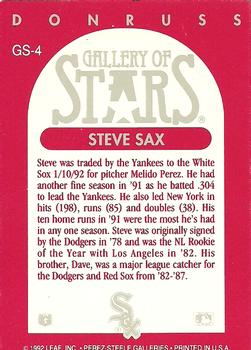 Steve Sax  baseball card collectible - Main Image 2