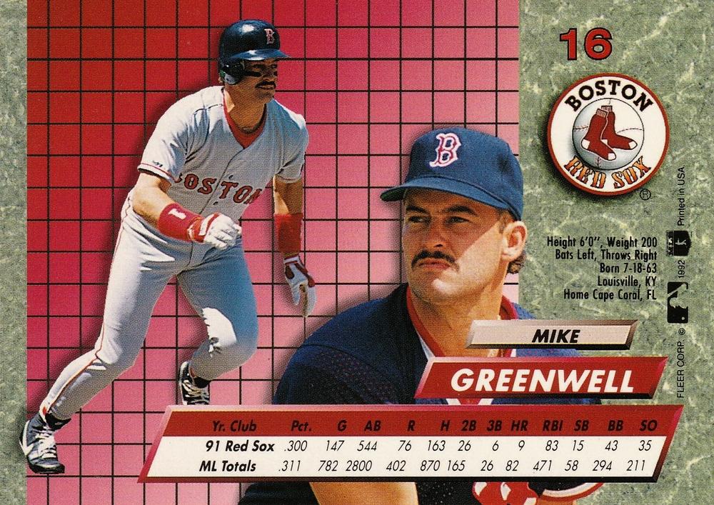 Mike Greenwell  baseball card collectible - Main Image 2