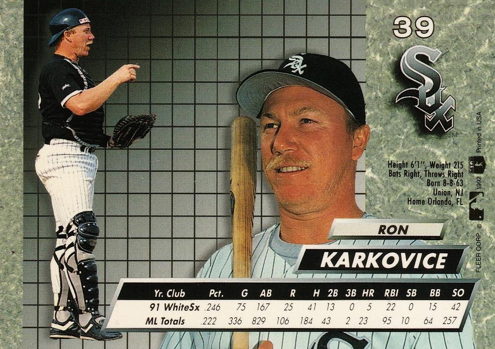 Ron Karkovice  baseball card collectible - Main Image 2