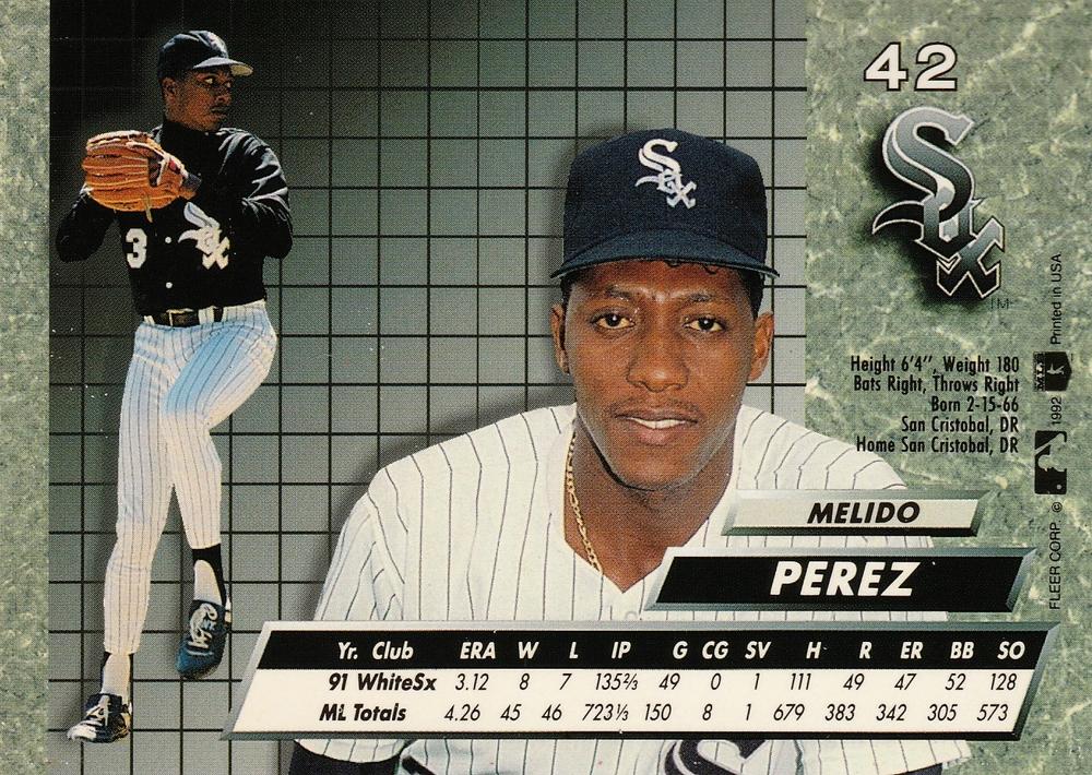 Melido Perez  baseball card collectible - Main Image 2