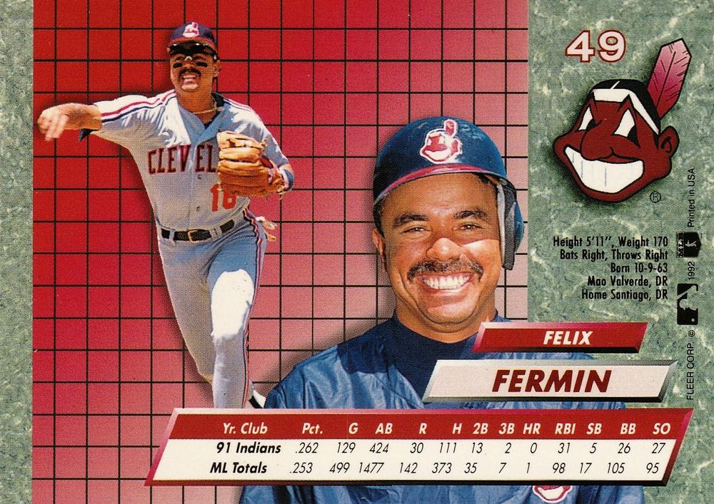 Felix Fermin  baseball card collectible - Main Image 2