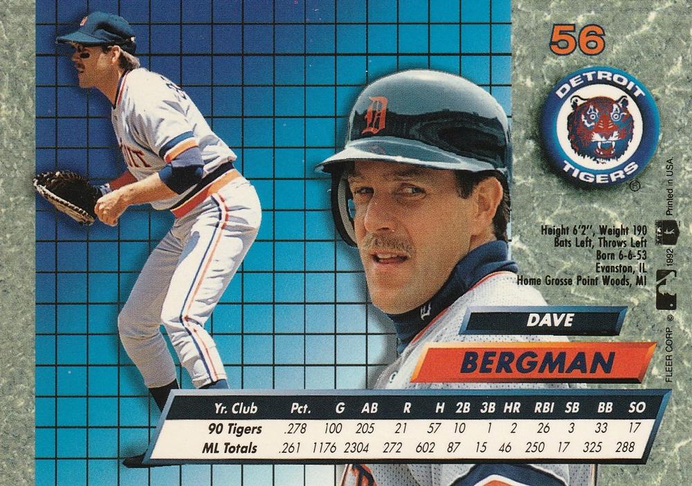 Dave Bergman  baseball card collectible - Main Image 2