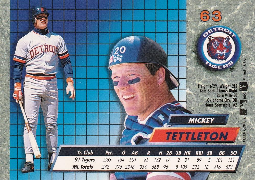 Mickey Tettleton  baseball card collectible - Main Image 2