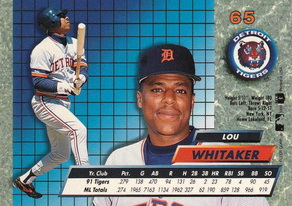 Lou Whitaker  baseball card collectible - Main Image 2
