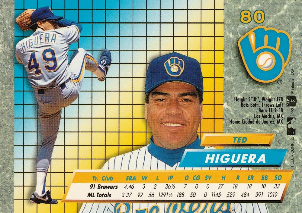 Ted Higuera  baseball card collectible - Main Image 2
