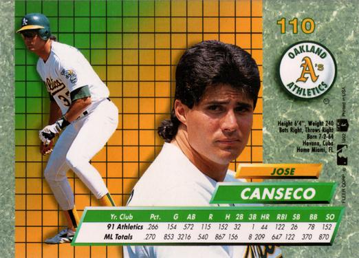 Jose Canseco  baseball card collectible - Main Image 2