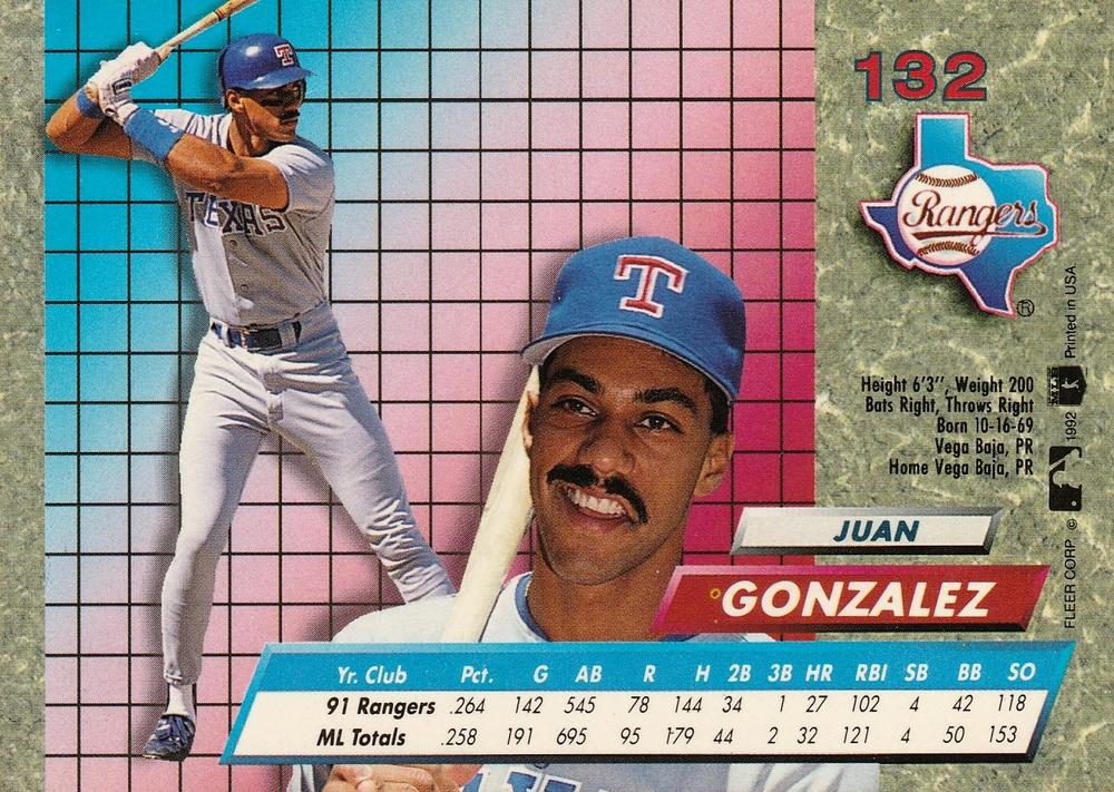 Juan Gonzalez  baseball card collectible - Main Image 2