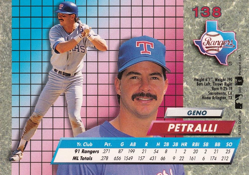 Geno Petralli  baseball card collectible - Main Image 2