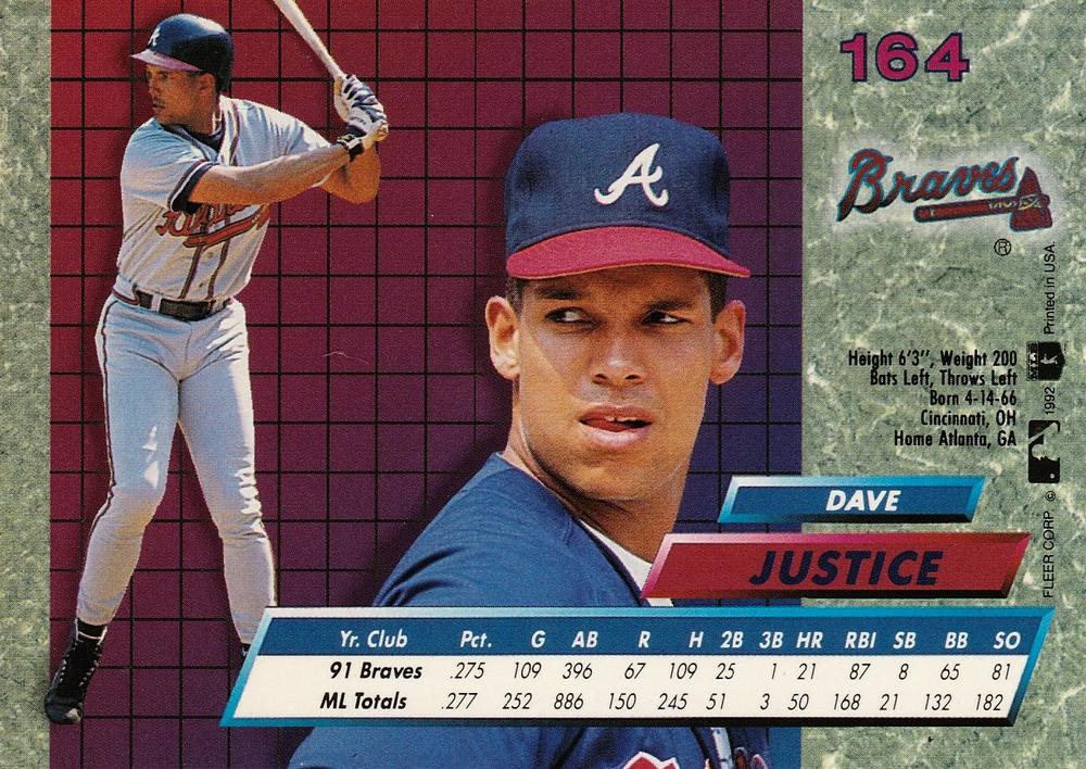 Dave Justice  baseball card collectible - Main Image 2