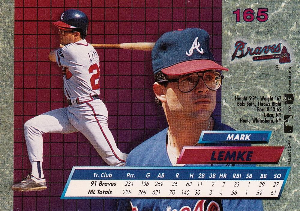 Mark Lemke  baseball card collectible - Main Image 2