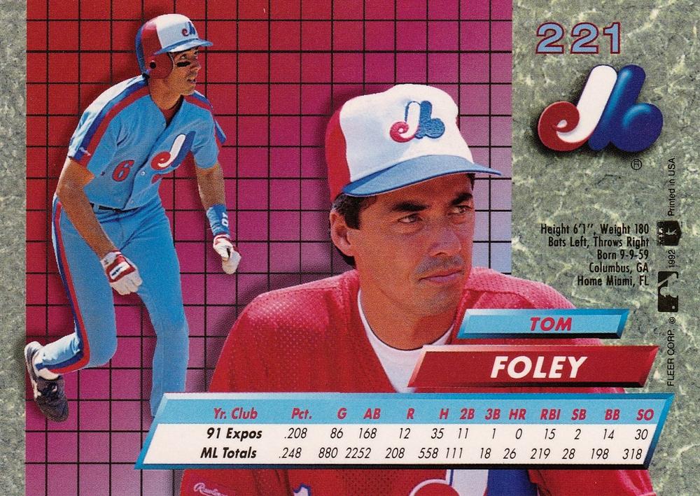 Tom Foley  baseball card collectible - Main Image 2