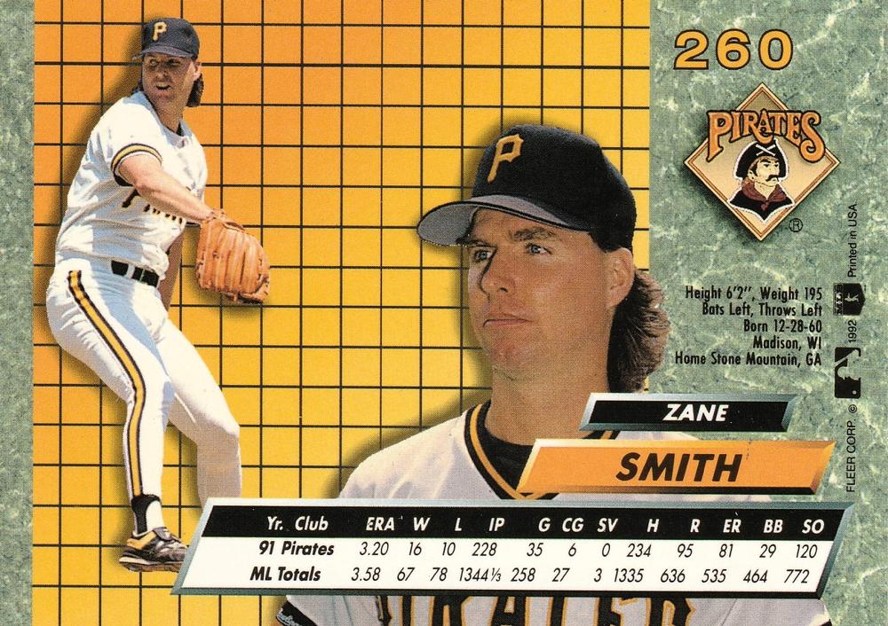 Zane Smith  baseball card collectible - Main Image 2