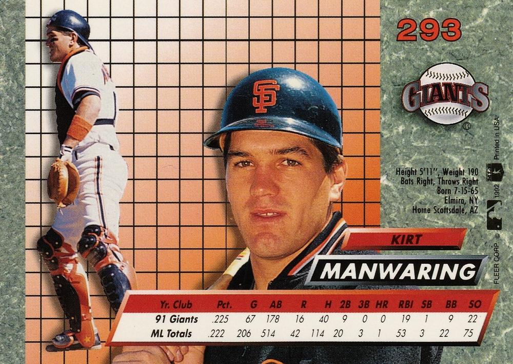 Kirt Manwaring  baseball card collectible - Main Image 2