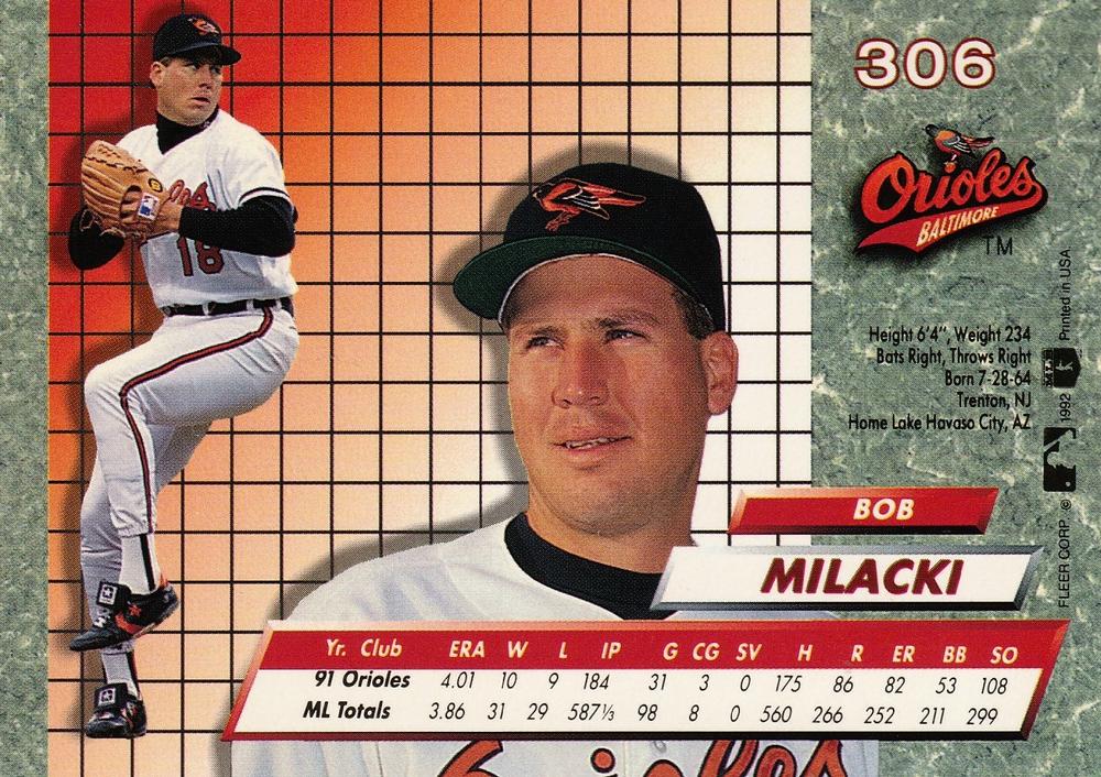 Bob Milacki  baseball card collectible - Main Image 2