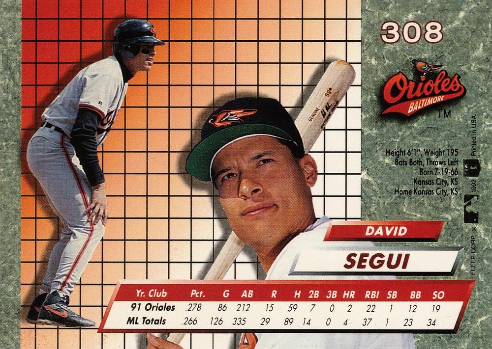 David Segui  baseball card collectible - Main Image 2