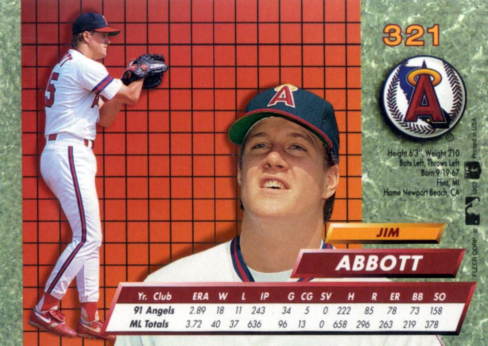 Jim Abbott  baseball card collectible - Main Image 2