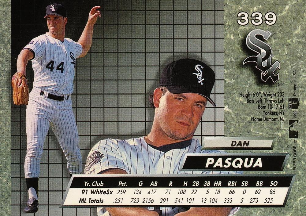 Dan Pasqua  baseball card collectible - Main Image 2
