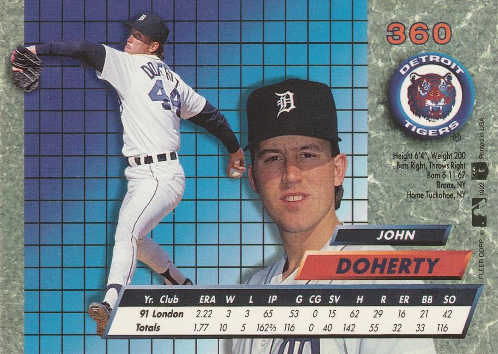 John Doherty  baseball card collectible - Main Image 2