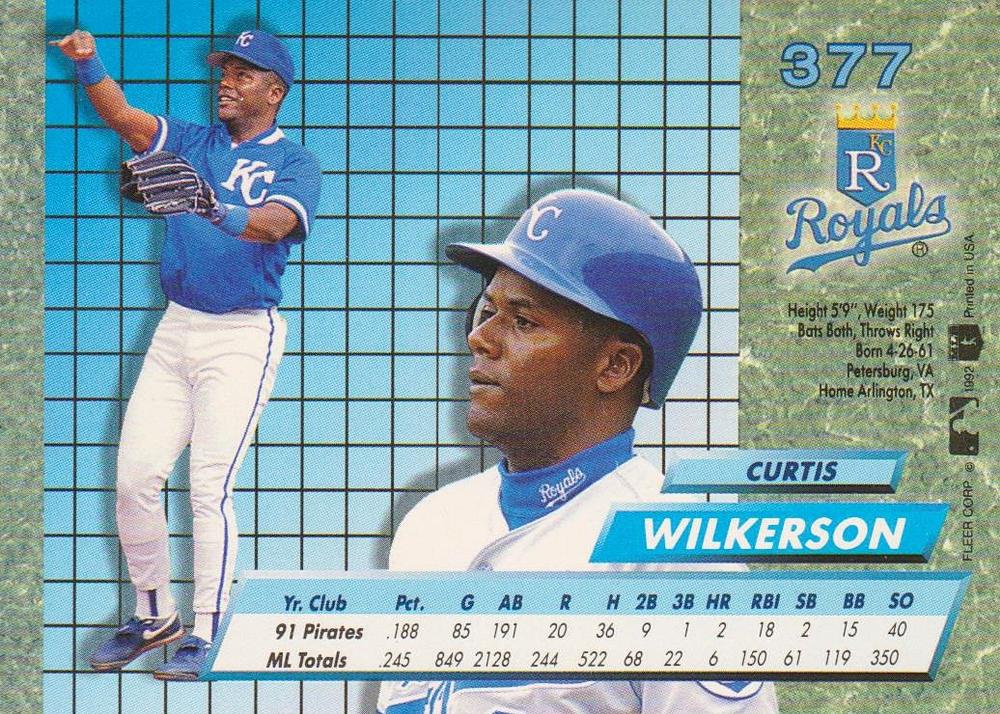 Curtis Wilkerson  baseball card collectible - Main Image 2