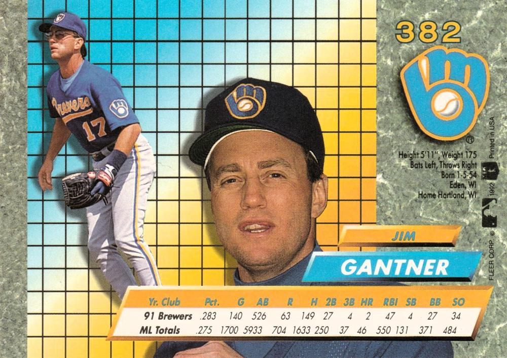 Jim Gantner  baseball card collectible - Main Image 2