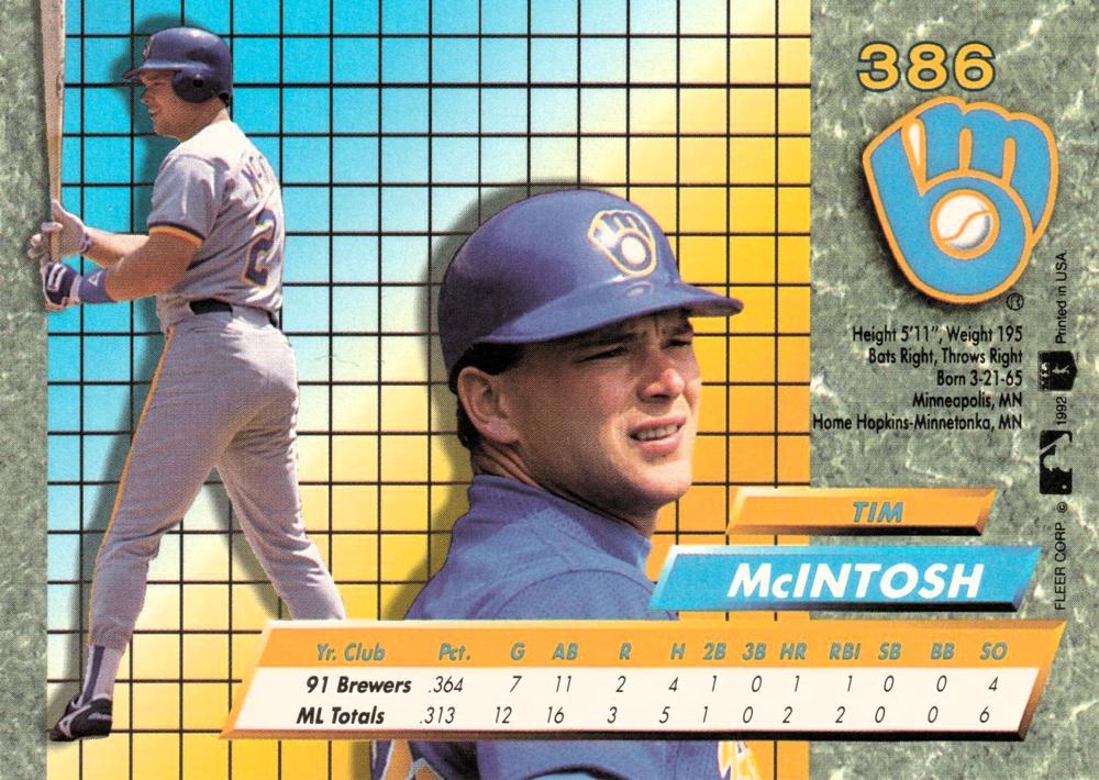 Tim McIntosh  baseball card collectible - Main Image 2