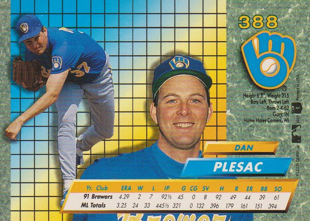 Dan Plesac  baseball card collectible - Main Image 2