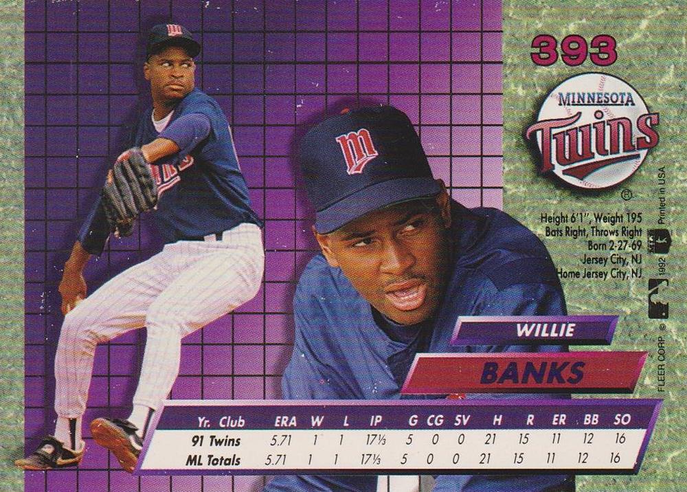 Willie Banks  baseball card collectible - Main Image 2