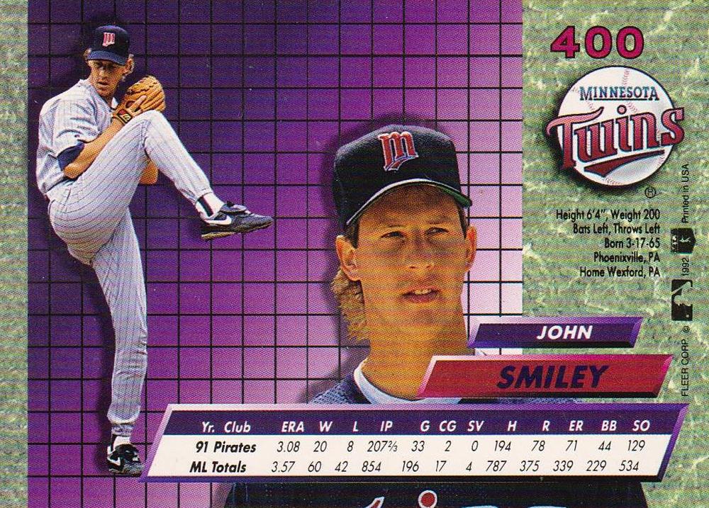 John Smiley  baseball card collectible - Main Image 2