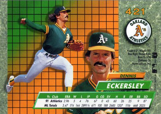 Dennis Eckersley  baseball card collectible - Main Image 2