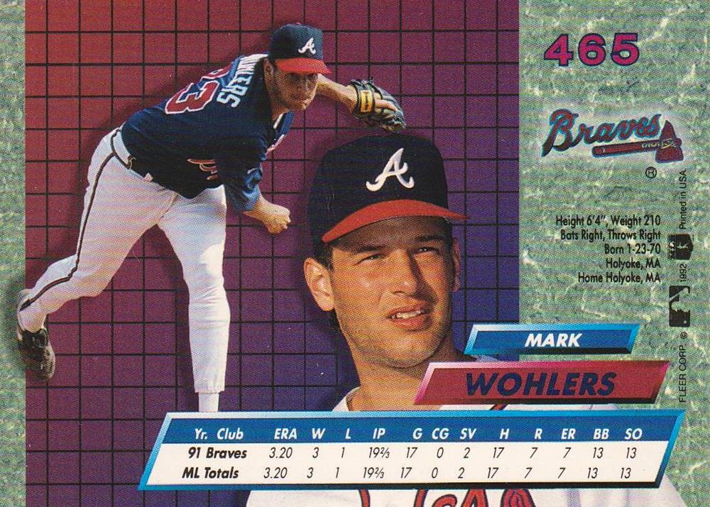 Mark Wohlers  baseball card collectible - Main Image 2