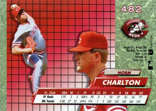 Norm Charlton  baseball card collectible - Main Image 2