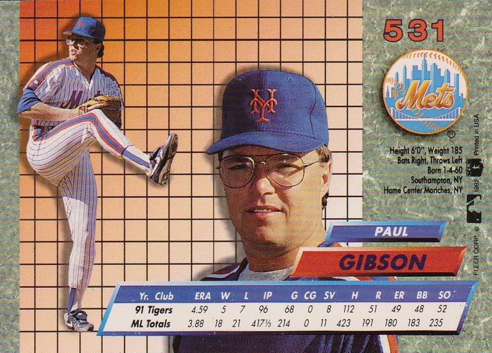 Paul Gibson  baseball card collectible - Main Image 2