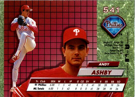 Andy Ashby  baseball card collectible - Main Image 2
